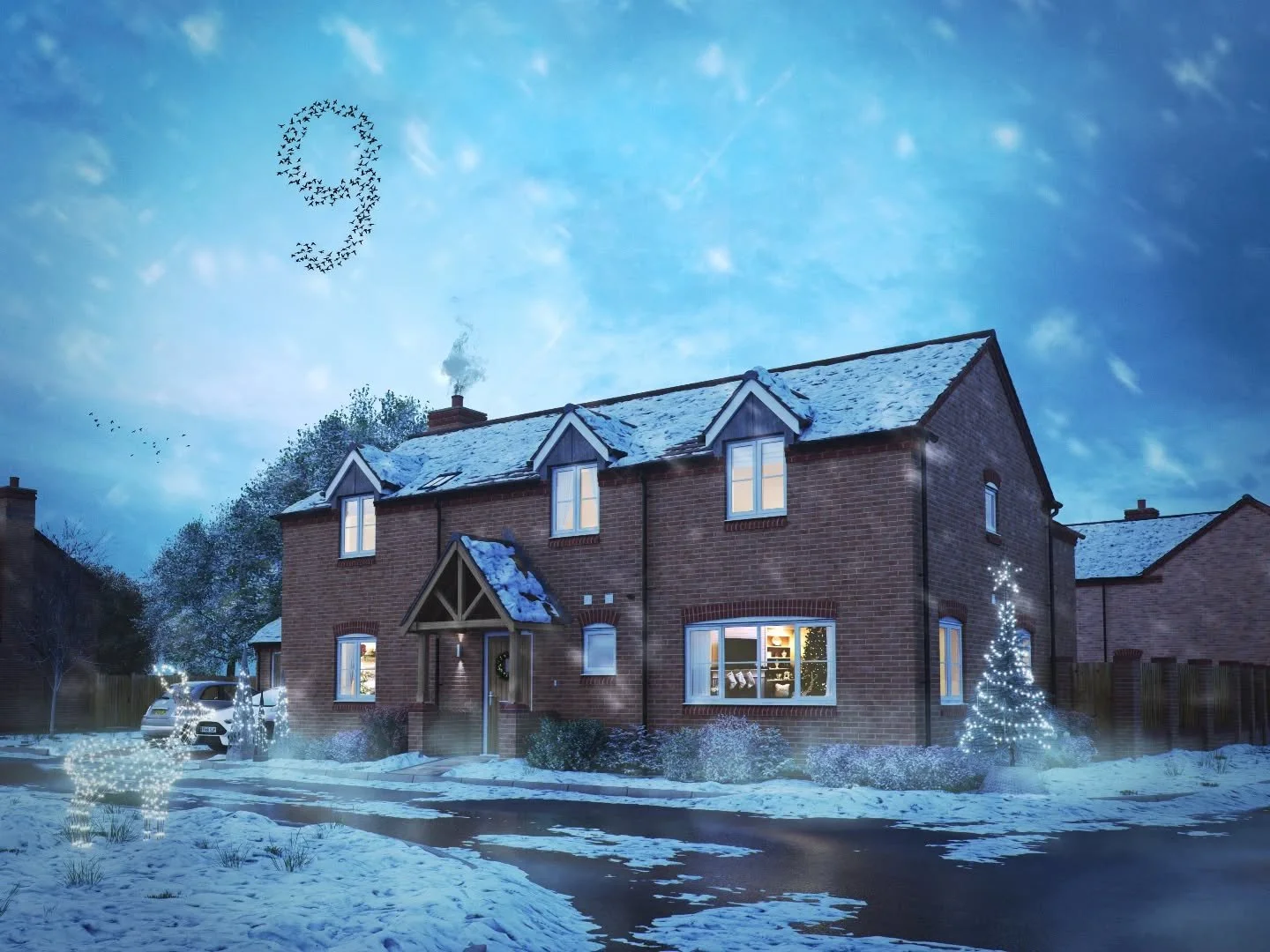 It&rsquo;s cold and wet out there today, but the crows are gathering inside number 9 to keep warm and cosy!

Christmas Countdown | Seasonal CGI | Snow Scene

#whitecrowchristmascountdown #propertycgi #december9th