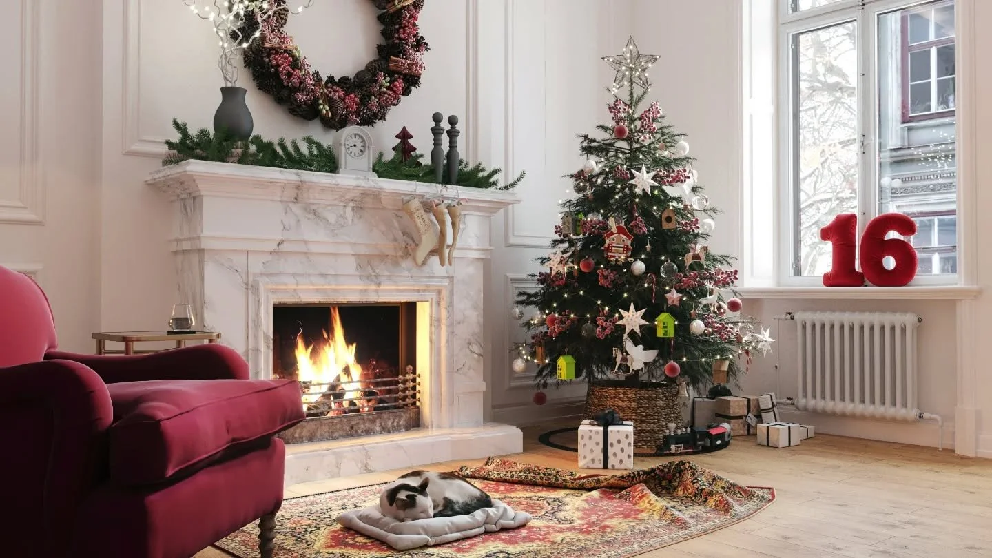 A favourite from the White Crow archive for today&rsquo;s countdown to Christmas &ndash; a roaring fire, a curled-up cat and a comfy arm chair ready for us to sink into after work!

Fireplace | Christmas Tree | Festive Interior

#christmascountdown #