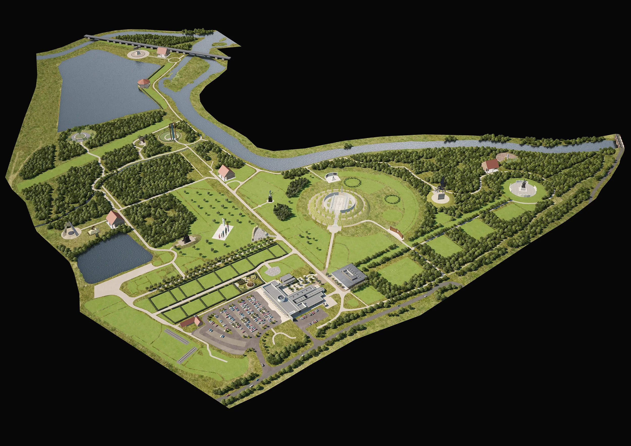 National Memorial Arboretum | Aerial Perspective Map