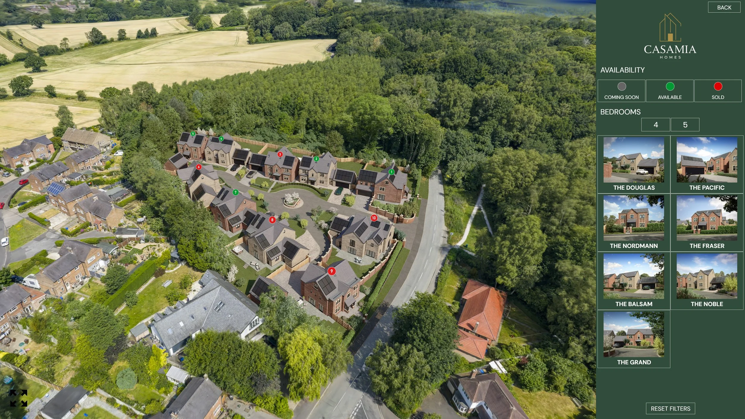 Residential property CGI aerial photomontage of a proposed new build development for planning and marketing.