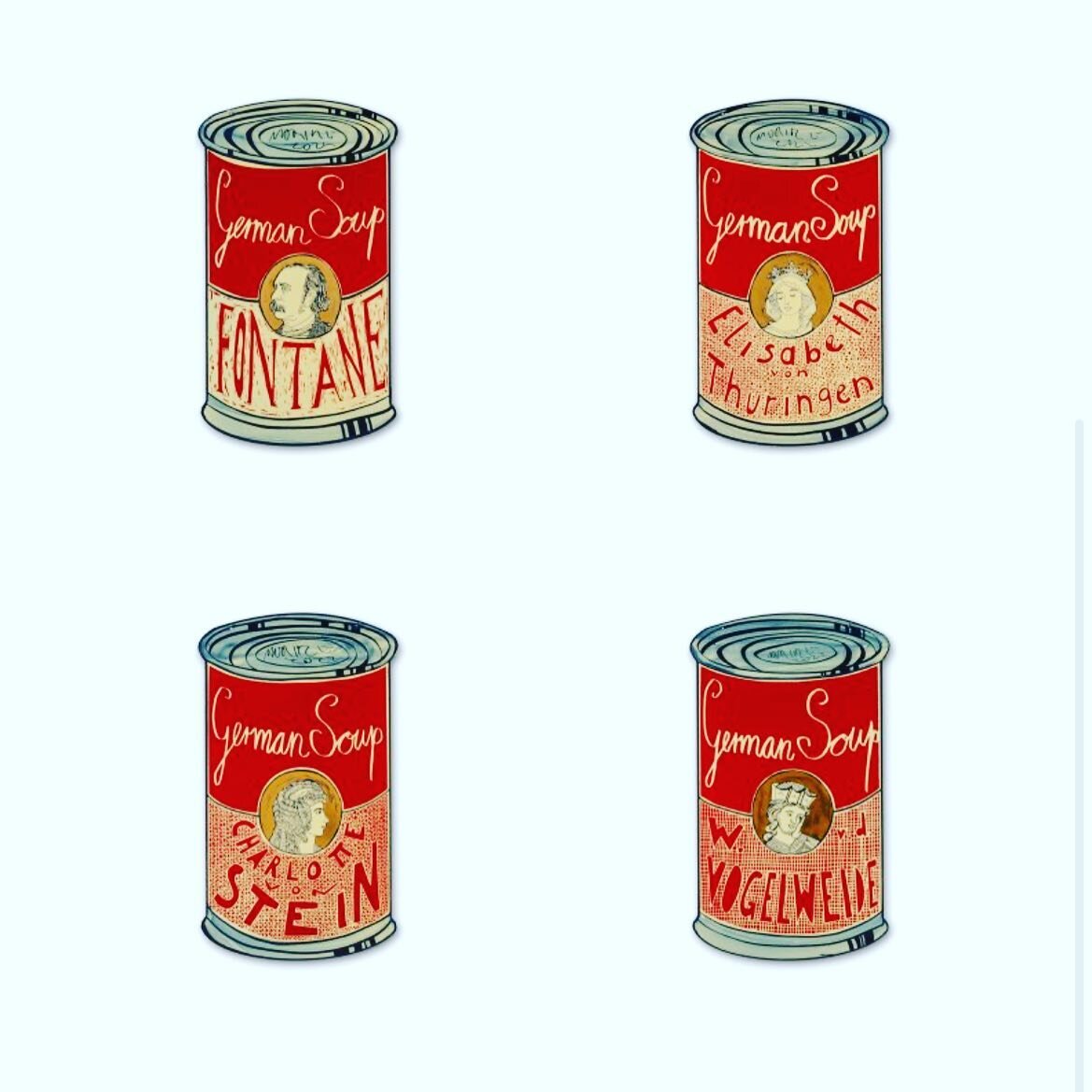 Tachchen! Vom 4. bis &euro;. Mai k&ouml;nnt ihr meine neusten German Soup Dosen auf der @art_karlsruhe auf dem Stand der Galerie Rothamel in Halle 3 / J 32 und H 32 sehen. @galerierothamel 
.
.
.
.
.
#kunst #malerei #popart #deutschpop
#hallesaale #a