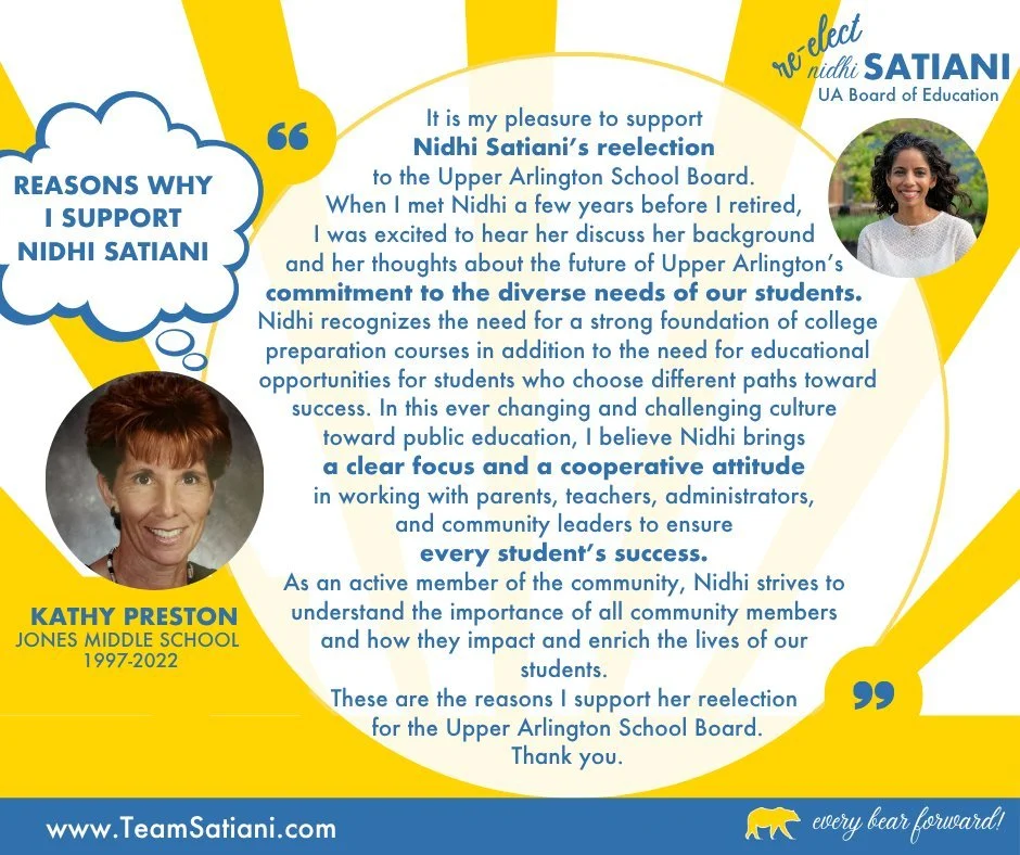 Thank you for these kind words of support and for your years of dedication to our students and schools!