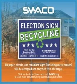 ♻️Yard Sign Recycling Reminder! ♻️
➡️ Coroplast signs (like Laura&rsquo;s and mine) and all metal frames can be dropped off at the municipal building (3600 Tremont, behind the building next to the dumpsters) until November 21.
➡️ Cardboard signs (lik