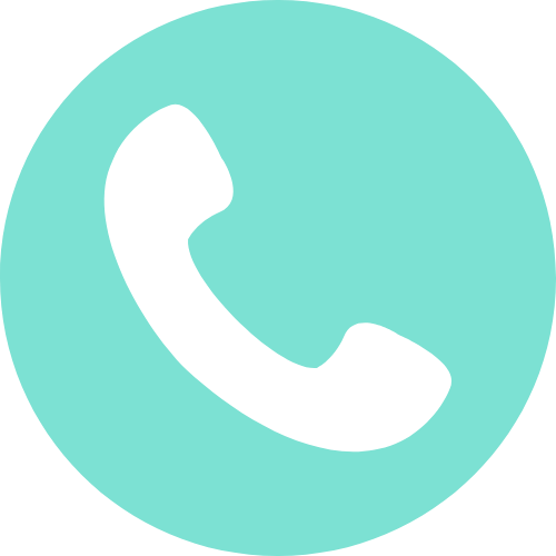 A blue circle with a black telephone handset icon in the center.