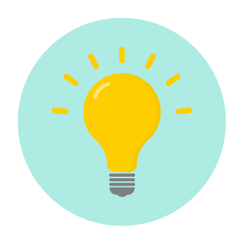 Illustration of a yellow lightbulb with rays of light on a teal background.