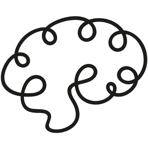 An illustration of a brain with interconnected loops and lines representing neural connections.