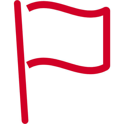 Red flag waving on a pole