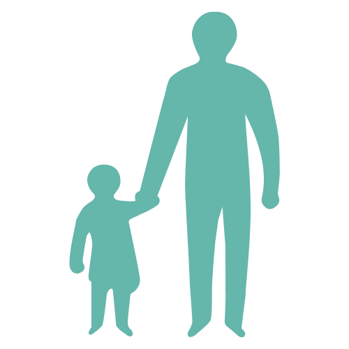 Silhouette of an adult and a child holding hands