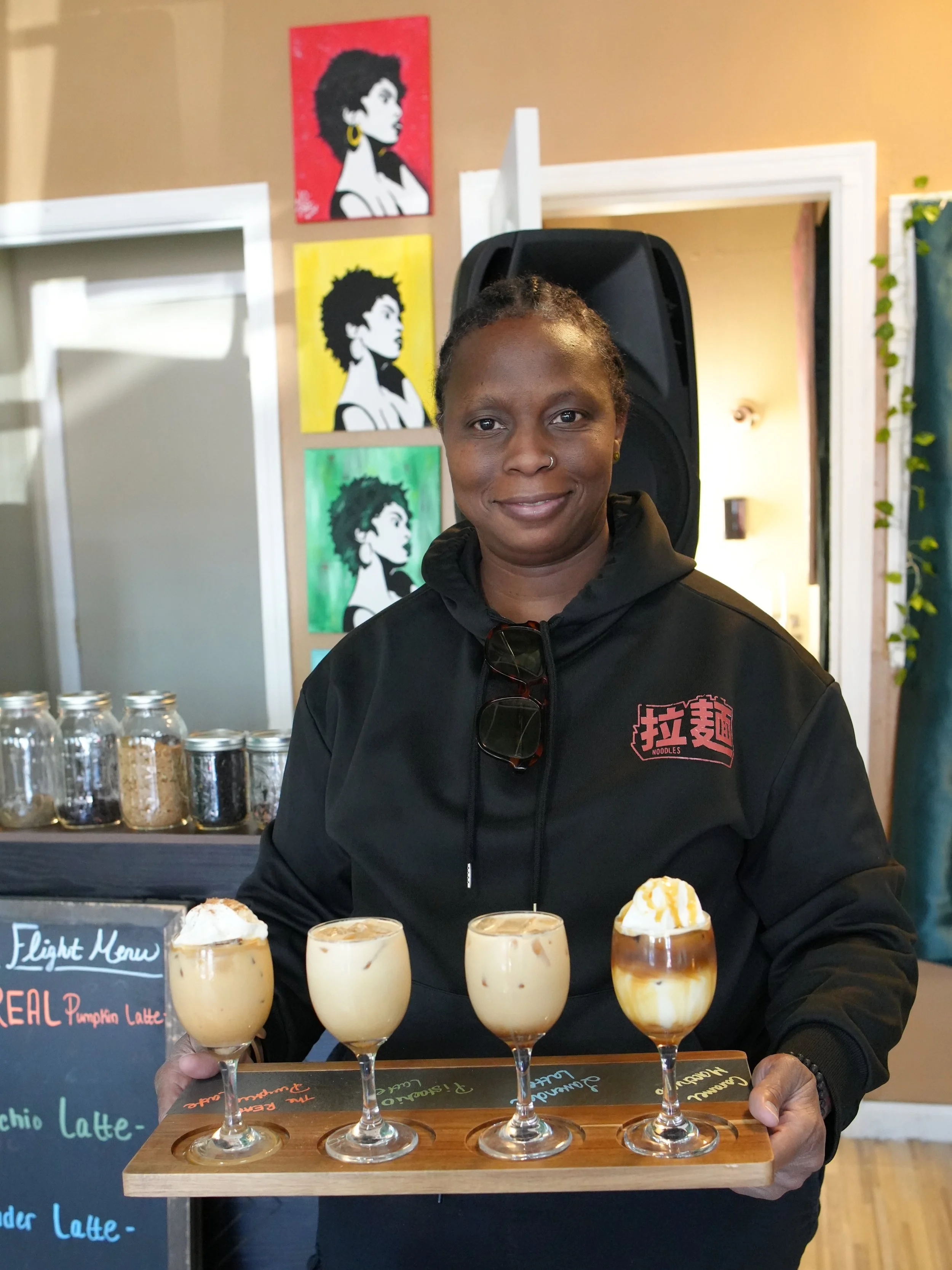Coffee, tea, or wine? How about all three! 👀

Meet @driptastingroom, a curated cafe offering coffee, tea, and wine tastings in Lamp Lighter Mall. Recently opened by Toya Jones and Angelina Jones, Drip has unique offerings like tea and latte flights,