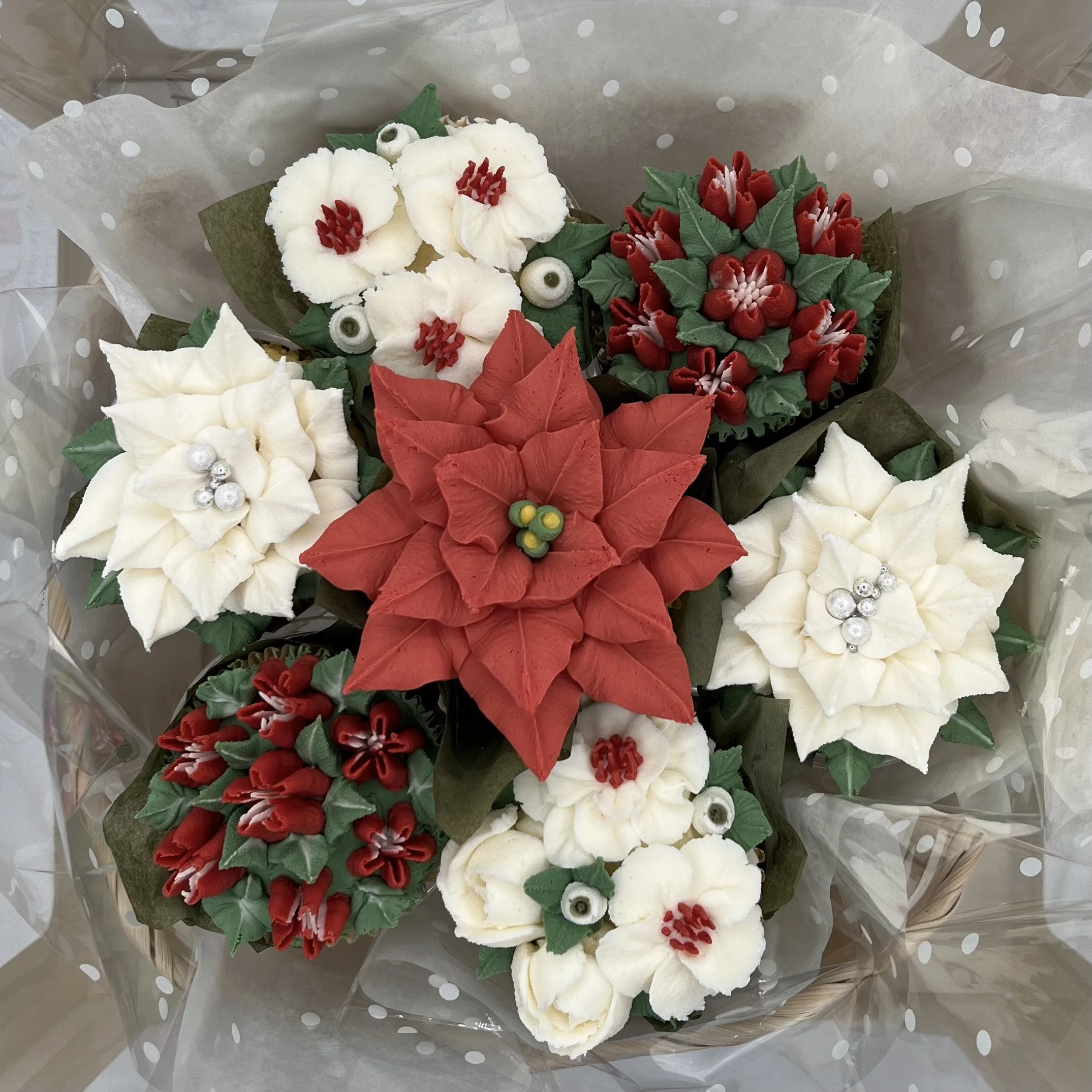 7-Cupcake Christmas Bouquet-Gift Boxed: $75