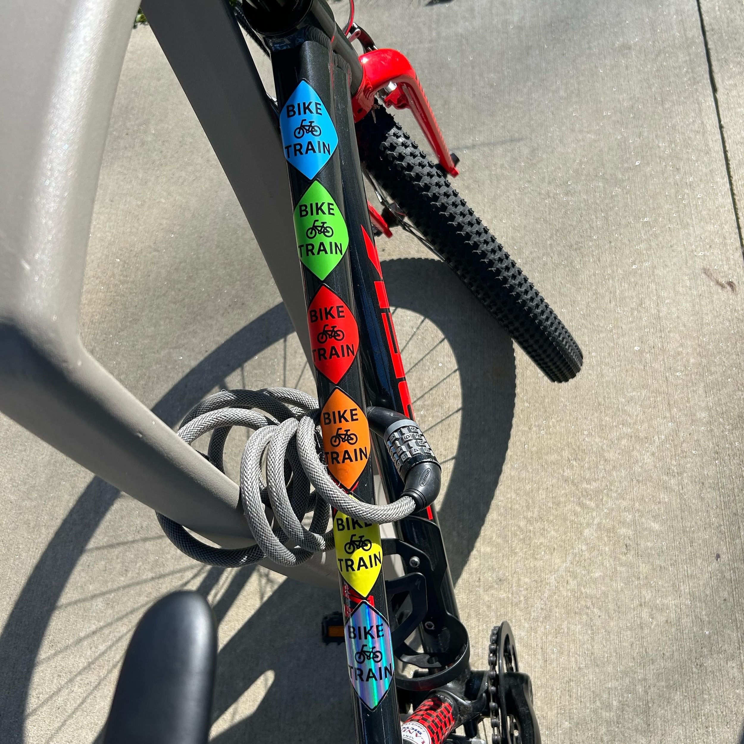 Our bikers can take a different sticker each time they ride bike train&mdash;a lot of the bikes are looking extra festive. 😊