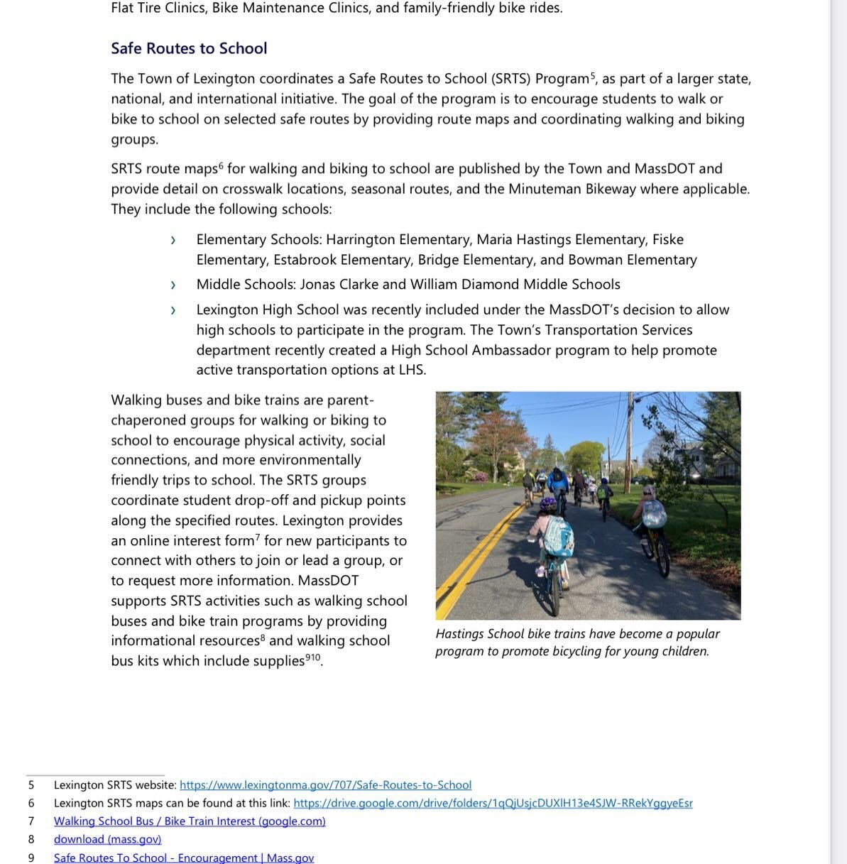 On May 6th the Select Board voted to adopt the Lexington Town-wide Bicycle and Pedestrian Plan! Take a look at the recommendations&mdash;they would transform the town (in a good way)&mdash;and make sure to peek at page 30 where the bike train gets a 