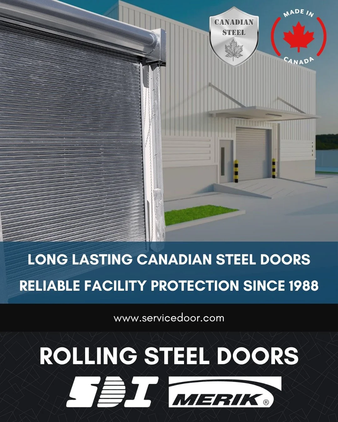 Proudly Canadian since 1988🍁 SDI is the only rolling steel door manufacturer in Canada. Each SDI door is engineered and manufactured in Mississauga, Ontario.

🔗 Our high-quality steel components ensure durability and reliability for heavy use in th