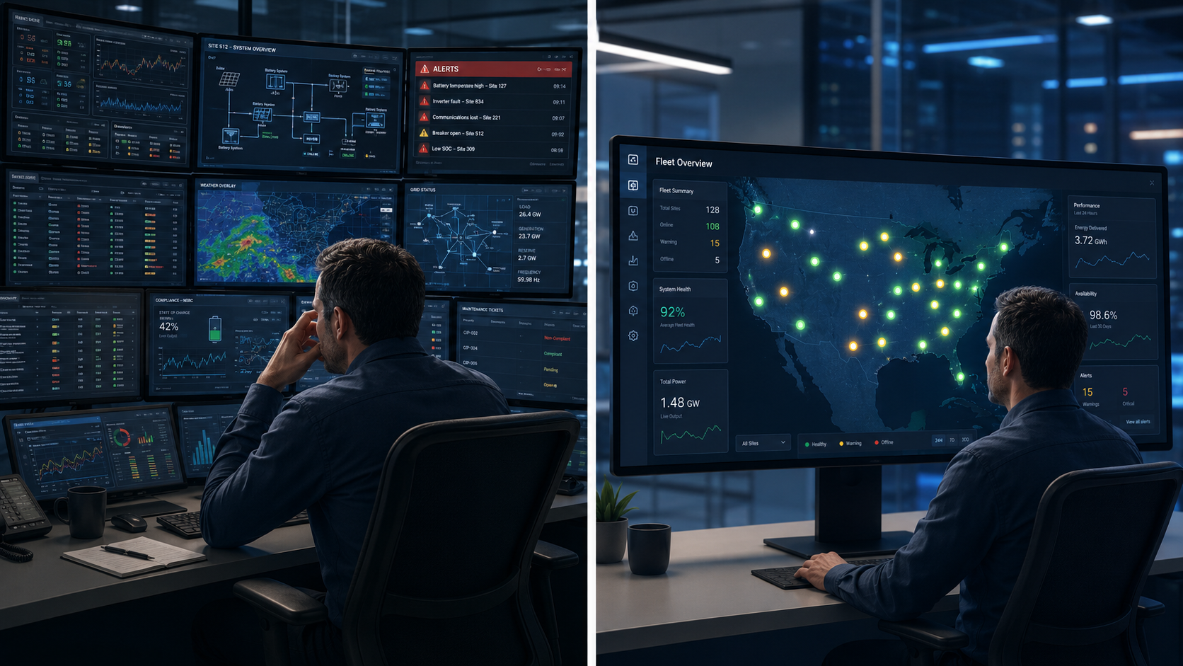 fragmented monitoring across sites vs unified fleet-wide view and operations