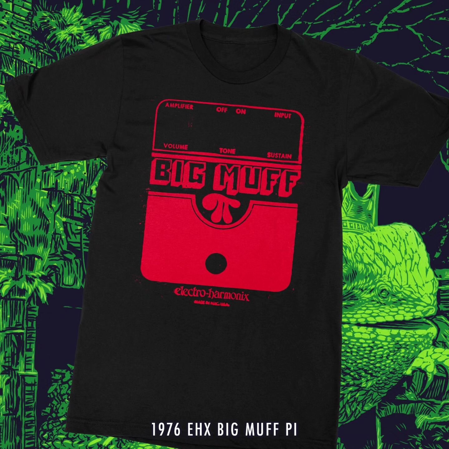 Final week to order if you wanna rock some ancient @ehx boxes from my collection on your chest, or wear a lizard circuit, or put some metallic rainbow fuzz boxes on your wall. Properly screenprinted on high quality Next Level shirts, and the Lizard Q