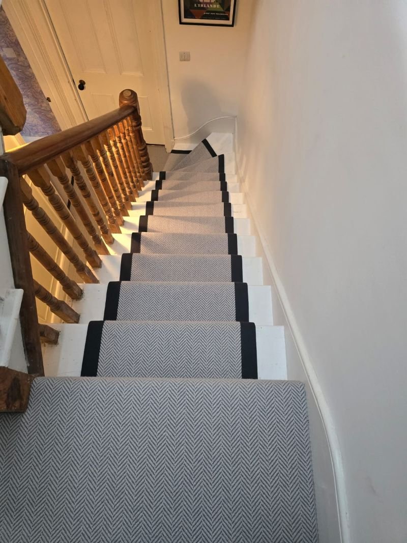 Hither Green herringbone stair runner carpet to stairs and hall.jpg