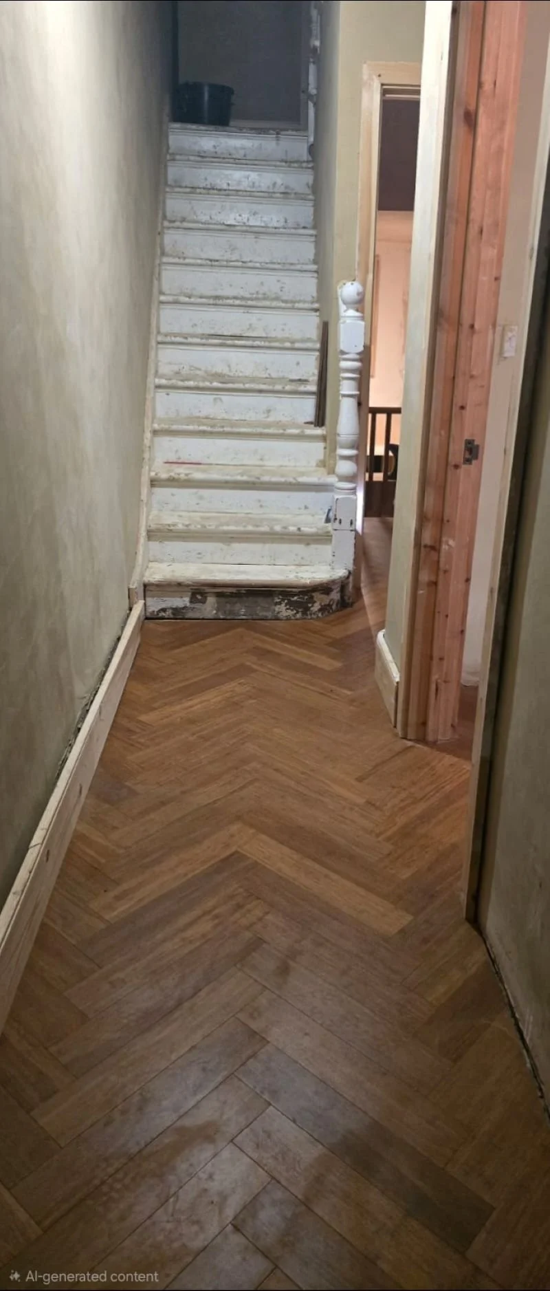 Hallway herringbone bamboo flooring Dulwich.jpg