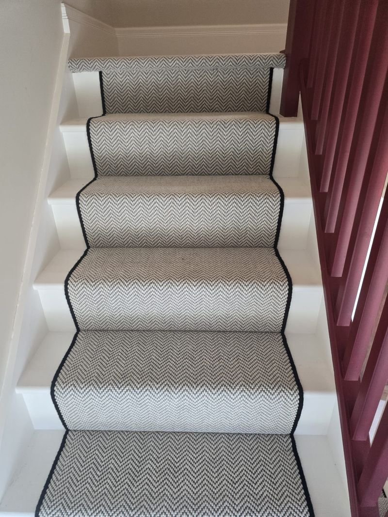 Herringbone carpet to stairs Dulwich Village.jpg