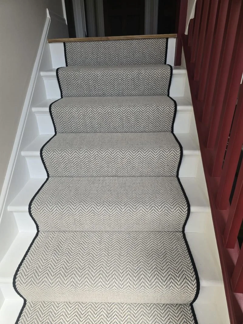Stair runner whipped edge herringbone carpet Dulwich Village.jpg