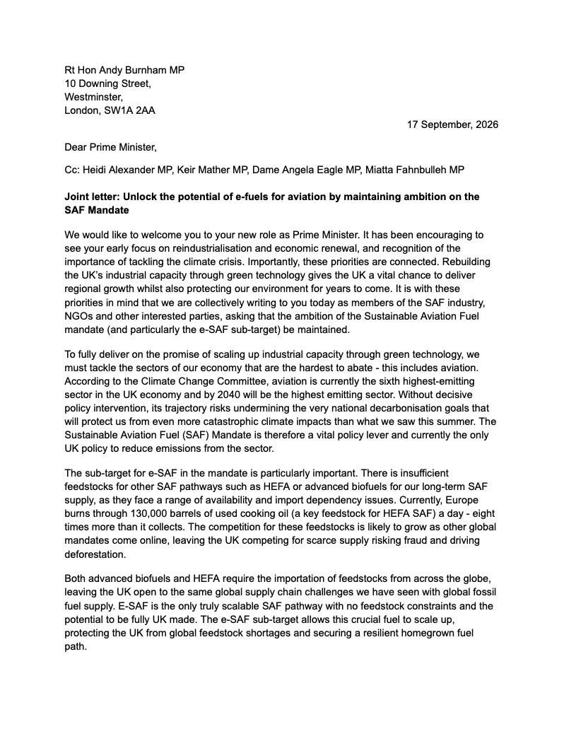 First page of the joint letter.