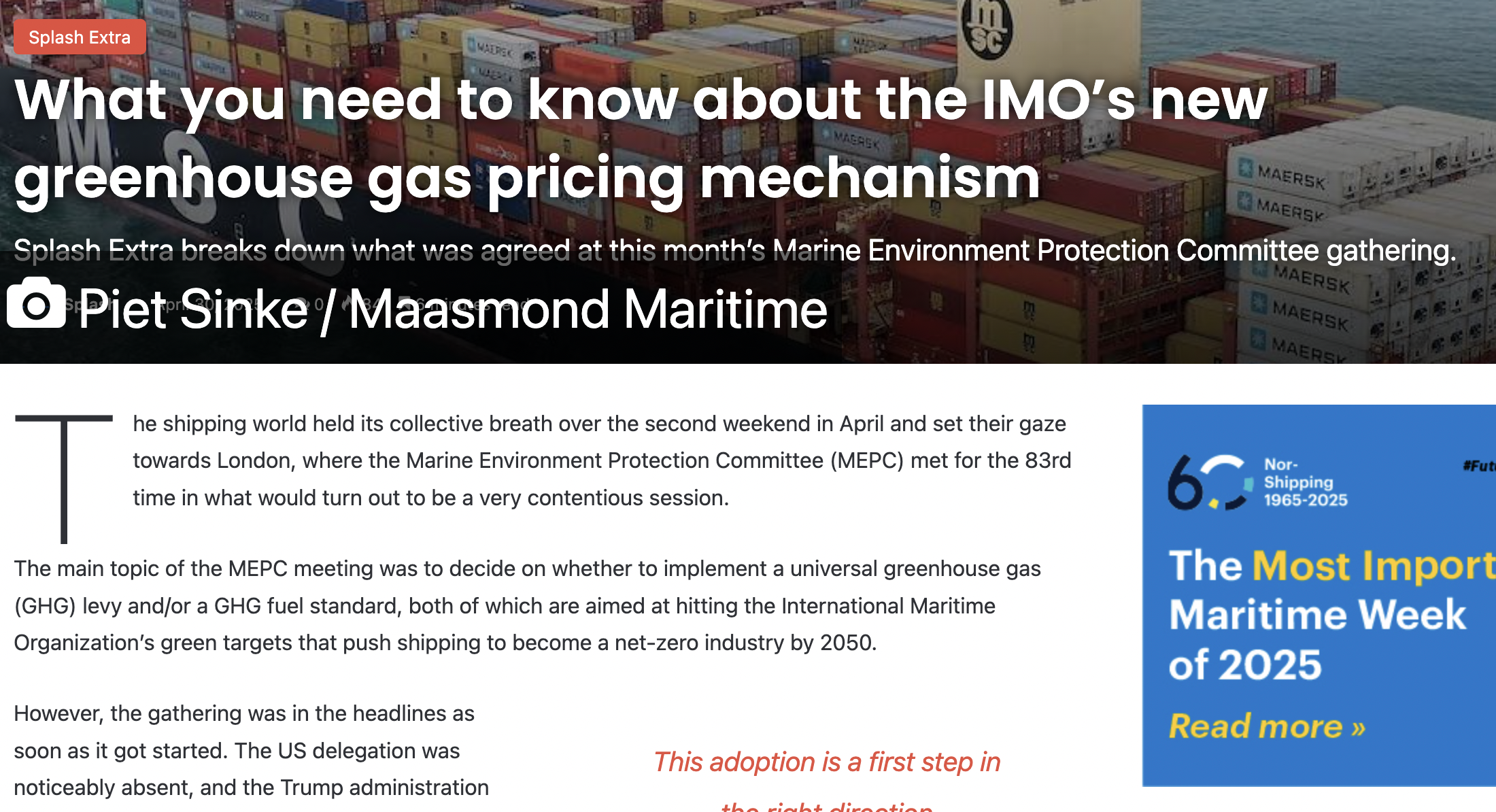Splash 247 SASHA comment What you need to know about the IMO’s new greenhouse gas pricing mechanism