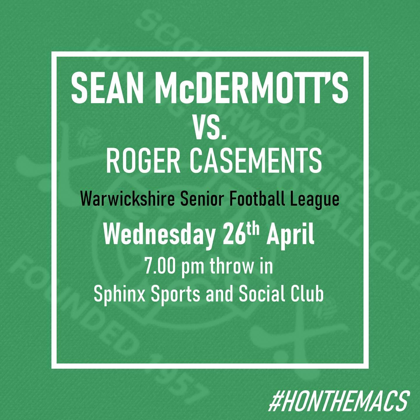 Another league fixture for our seniors tomorrow evening as they travel to Coventry to take on Roger Casements.

#honthemacs