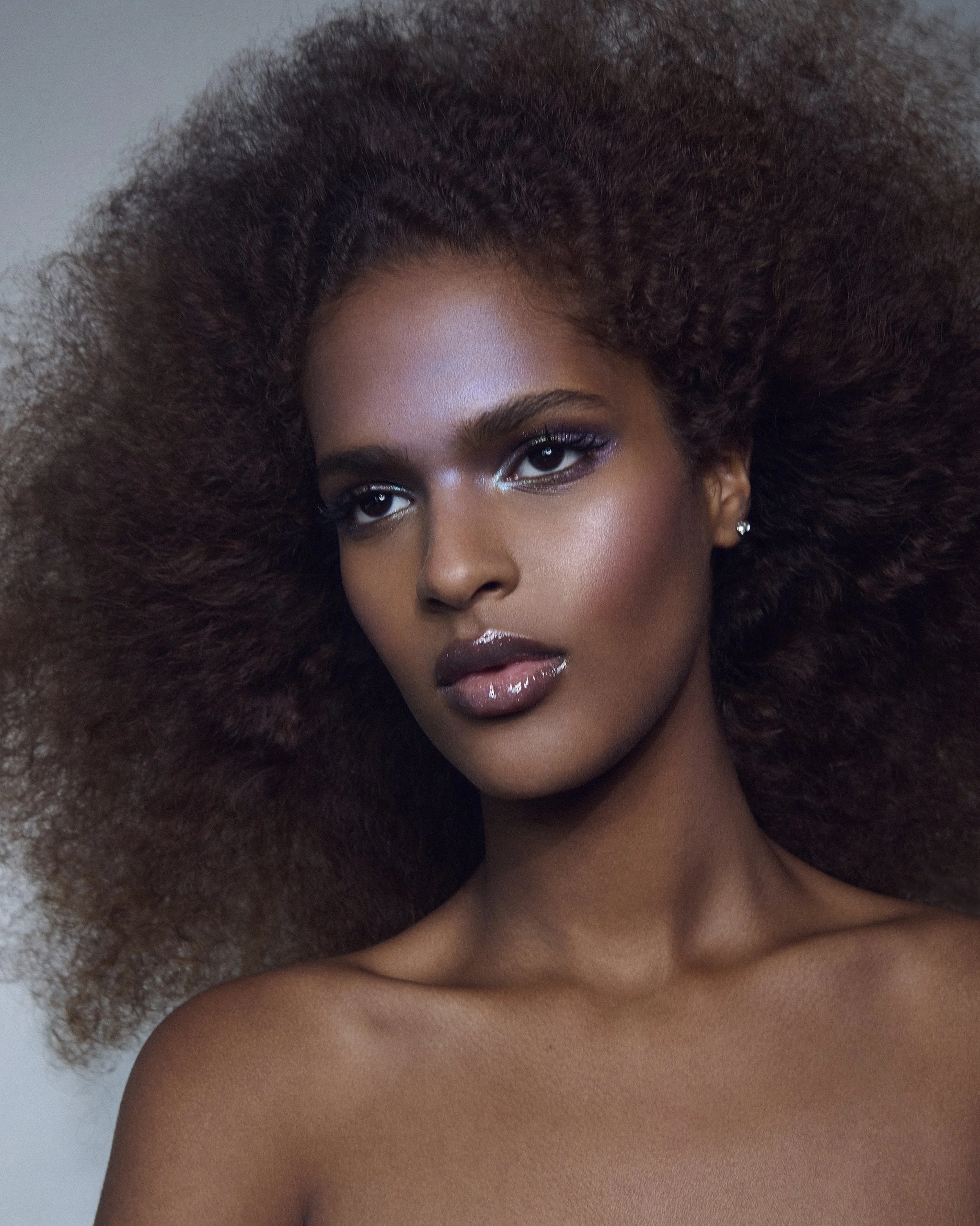 Creative editorial shimmer makeup 