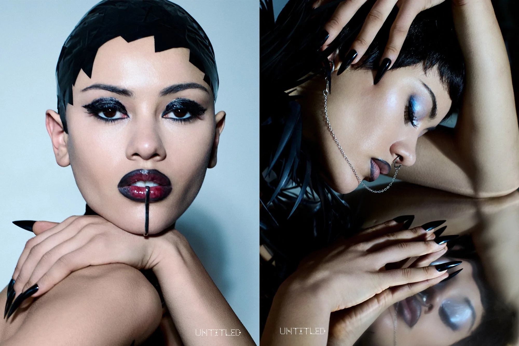 SHADE OF SPADES for Untitled Magazine @theuntitledmagazine
Photographer Alena Saz @alena_saz Seen Artists @seenartists
Model Leona Naomi Wong @leonanaomii We Are That Agency
Makeup Artist Suna Myles @sunamyles_mua
Hair Stylist Ryan Taniguchi @ryannyc