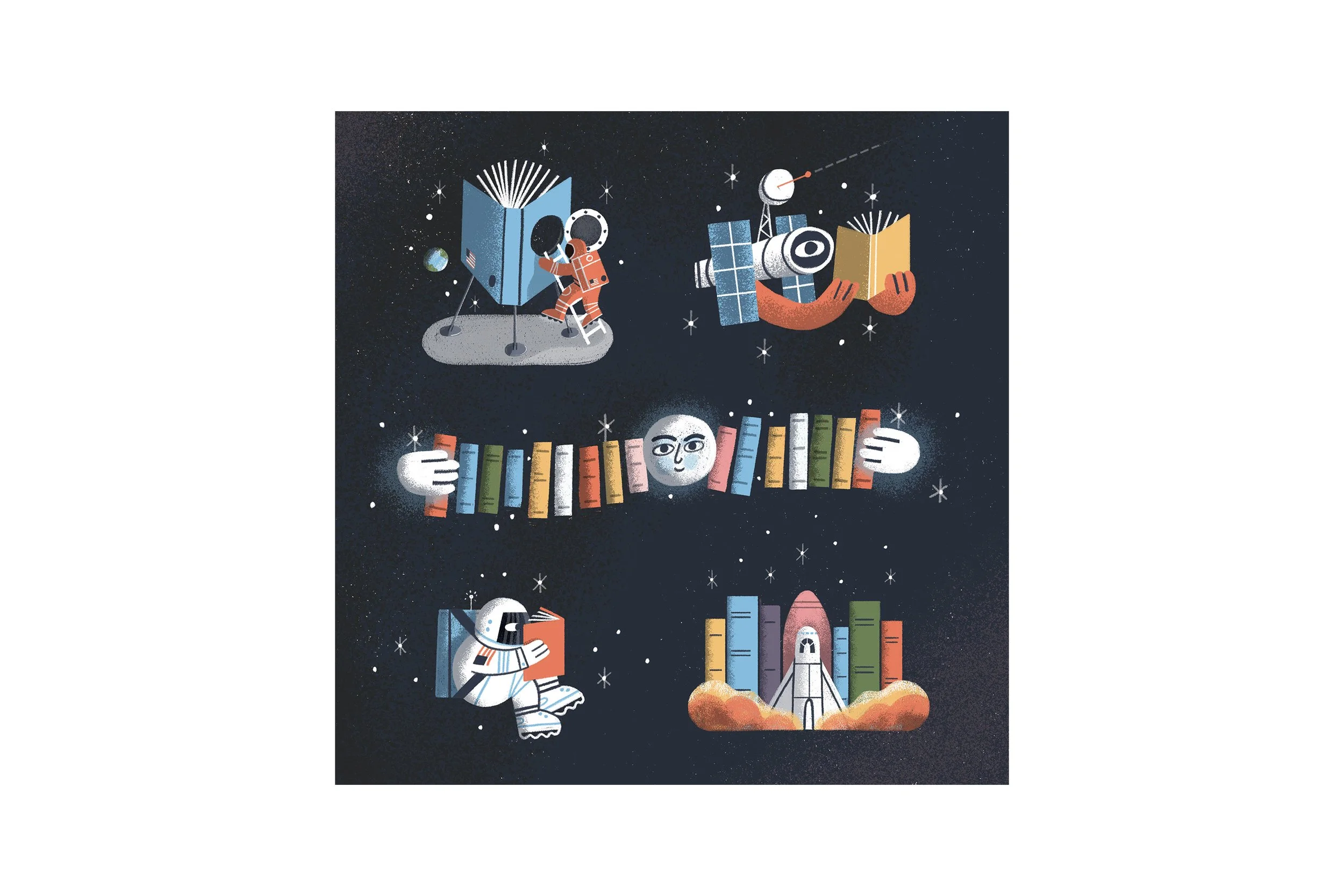 All the Stickers Shown Together as Spot Illustrations