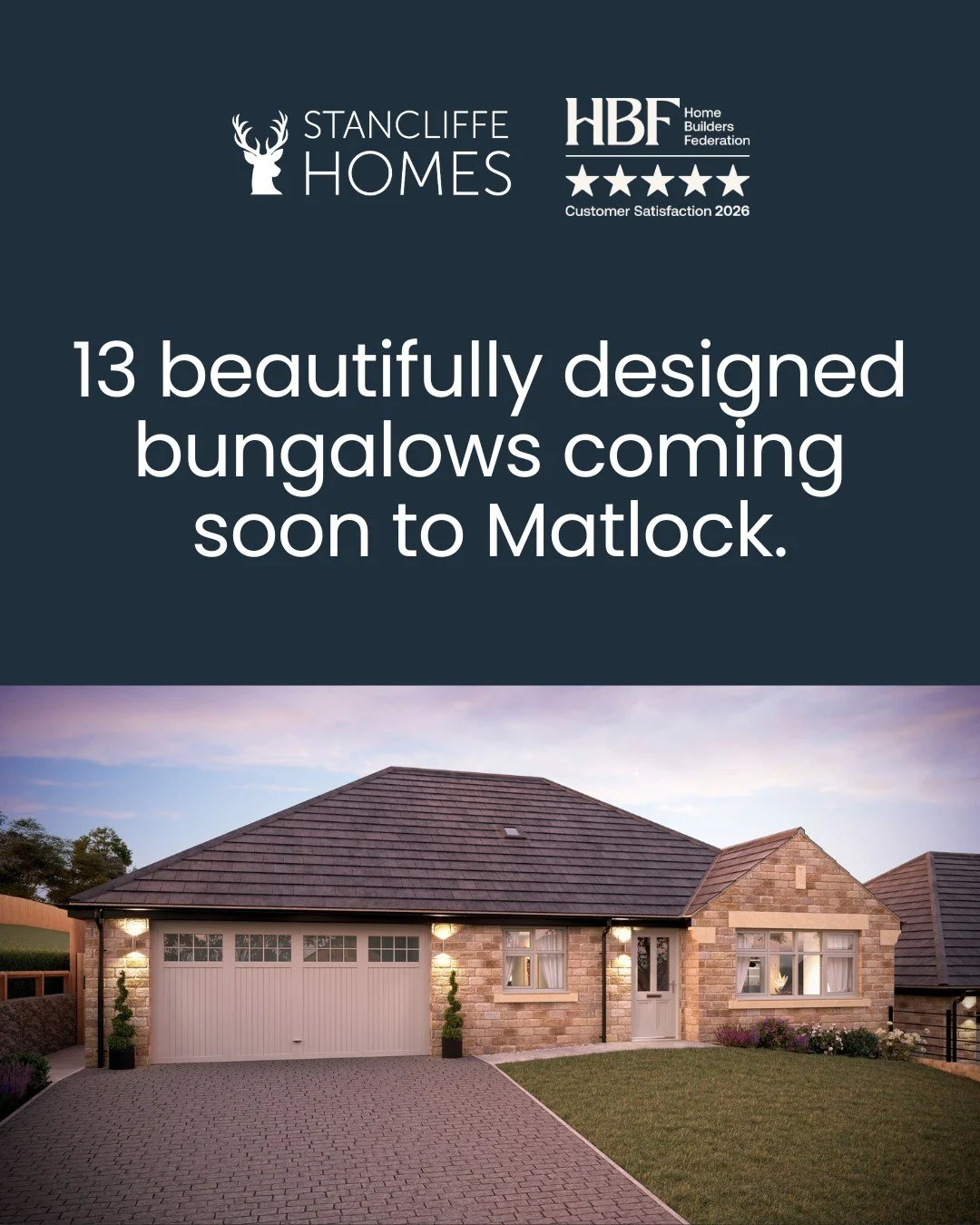 13 beautifully designed bungalows 🏠

Stonebridge Walk, on Old Hackney Lane, Matlock offers a rare opportunity to secure a high-quality single-storey living in a sought-after location.

Spacious layouts, premium specifications, and energy-efficient d