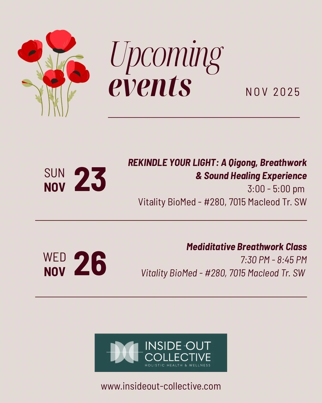 Invitation to join us at our November events 🌺