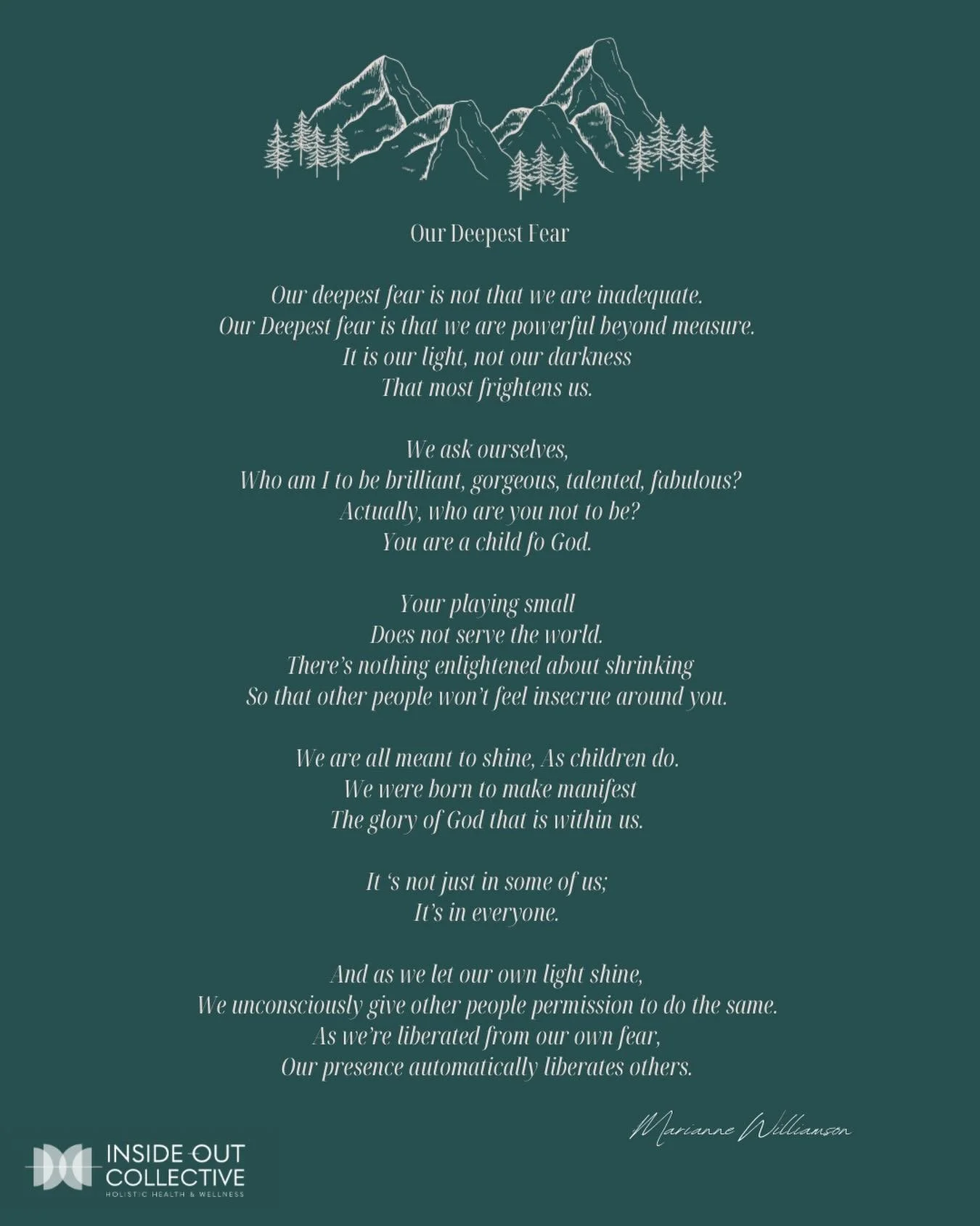 I first heard this poem in a yoga class in 2018 and I started bawling.

I felt as though these words were meant for me.

Like this person knew the depth of my heart. 

I keep it in my treatment room these days and every so often a particular line wil