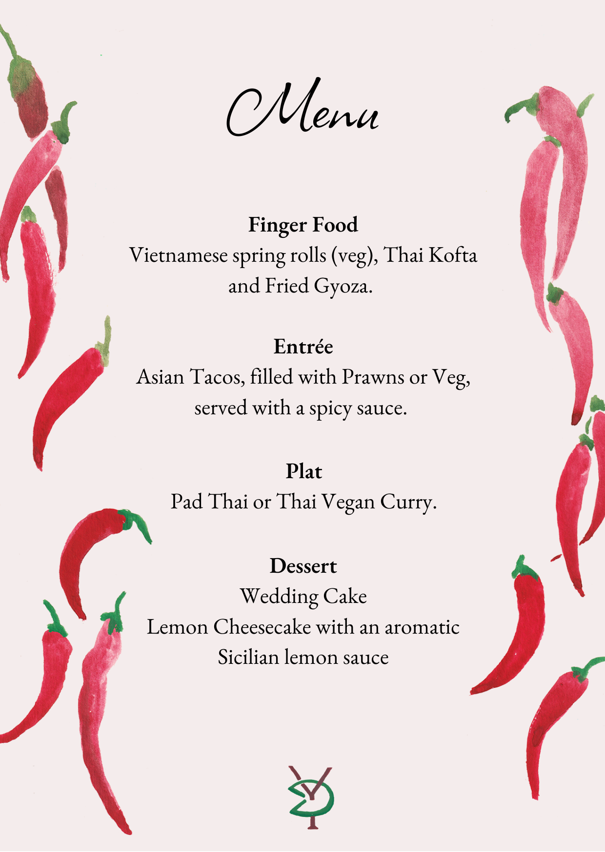 Menu asian gastronomy 