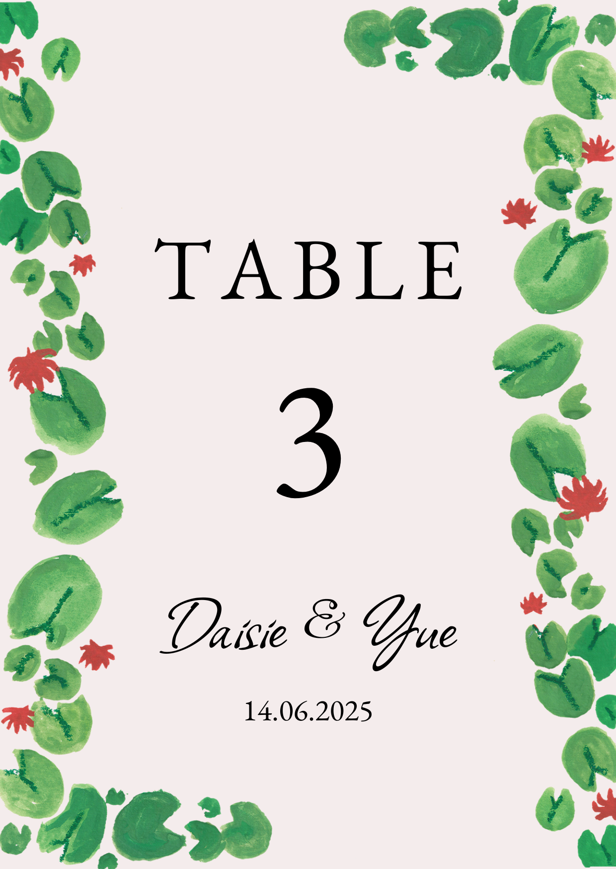 table number for wedding tables