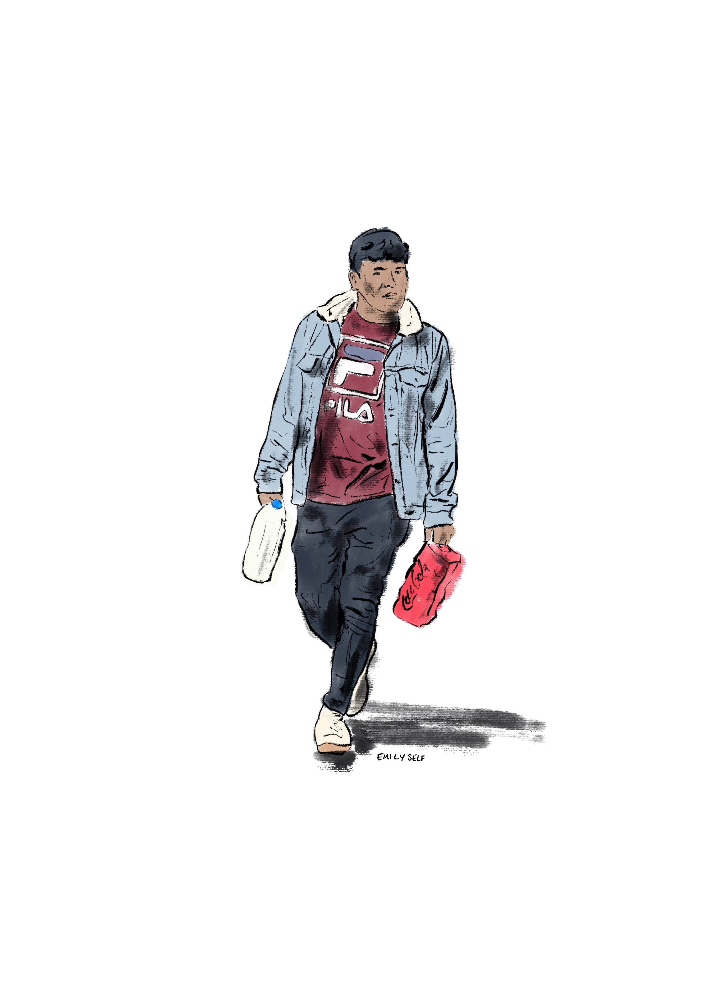 Man carrying shopping illustration