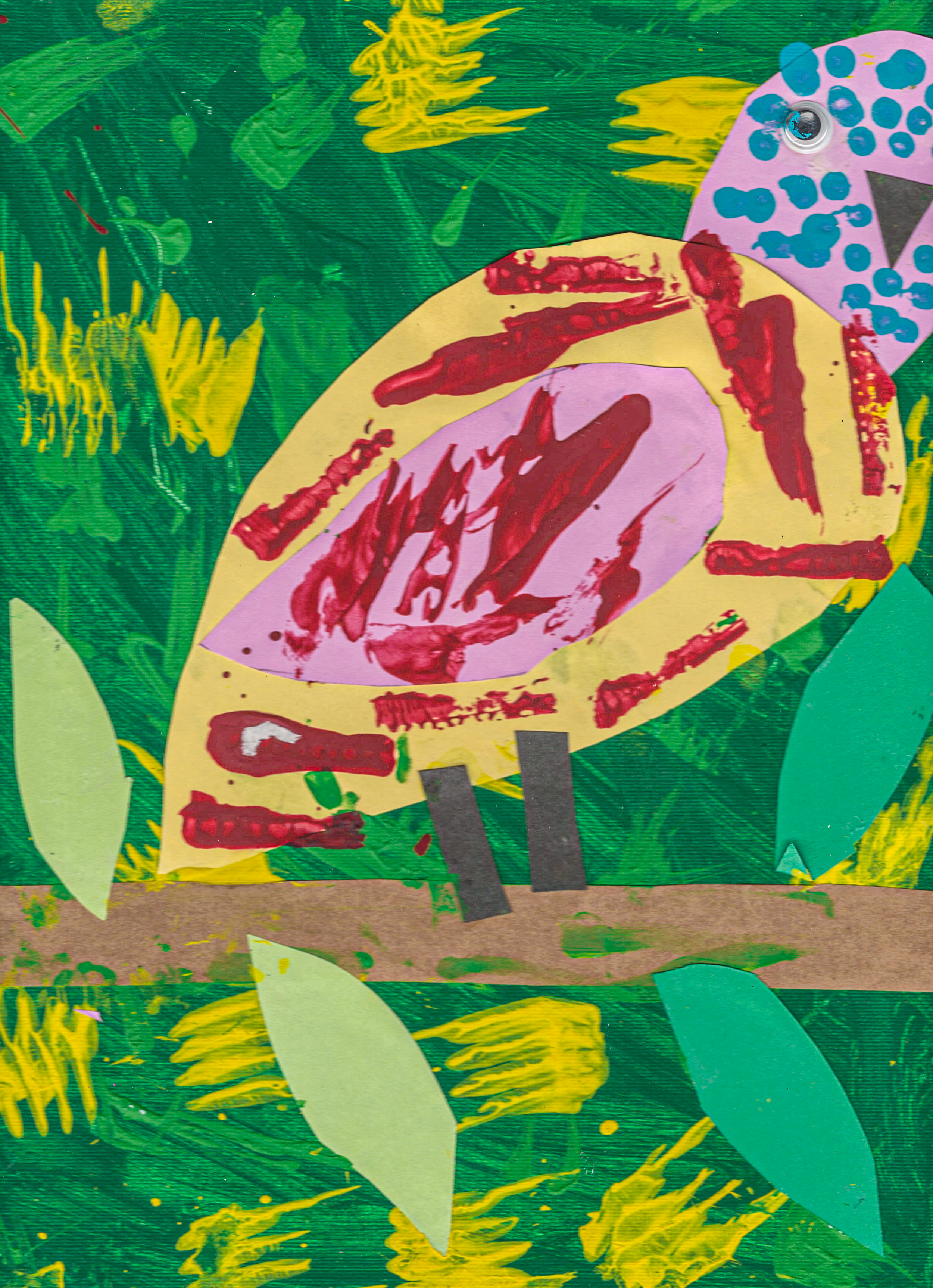 Blue Dot and Red Stripe Birdie - By Serena @ 5 Years Old