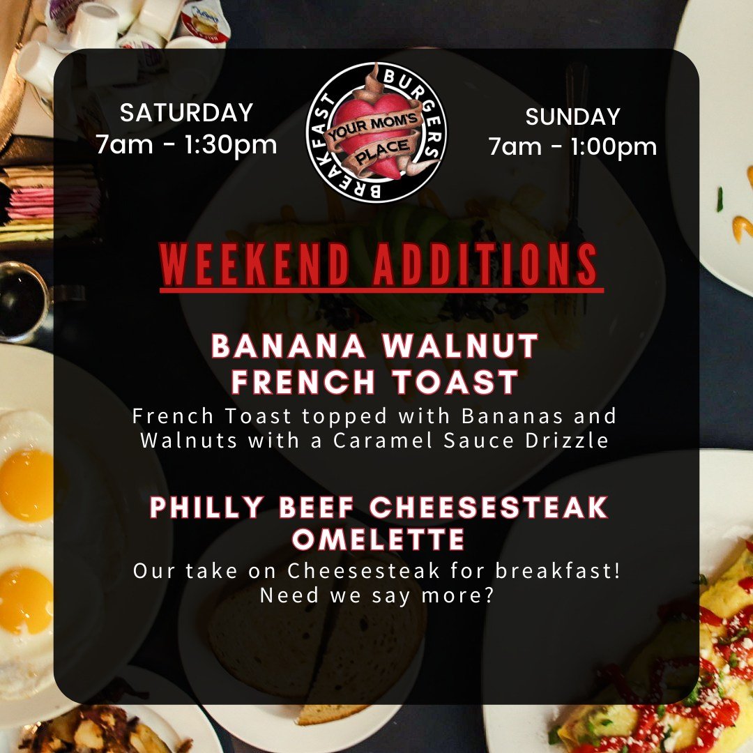 We lost track of the time, but there is still time to get these #weekendadditons! Make your weekend better! #yourmomsplace #ymp #phoenixville #breakfastonbridge #itsnojoke @theotherendofbridge