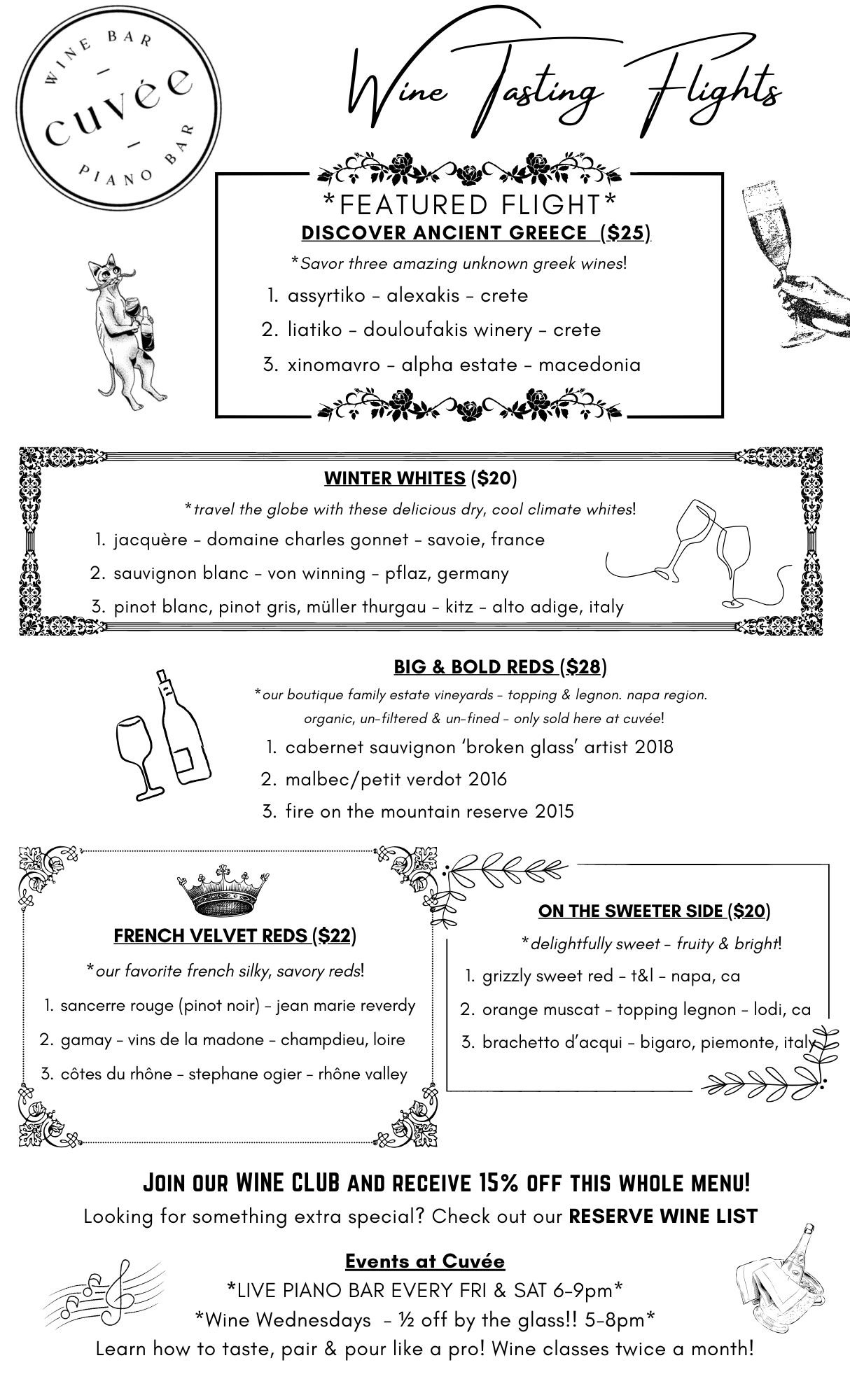 Menu — Cuvee Wine and Piano Bar