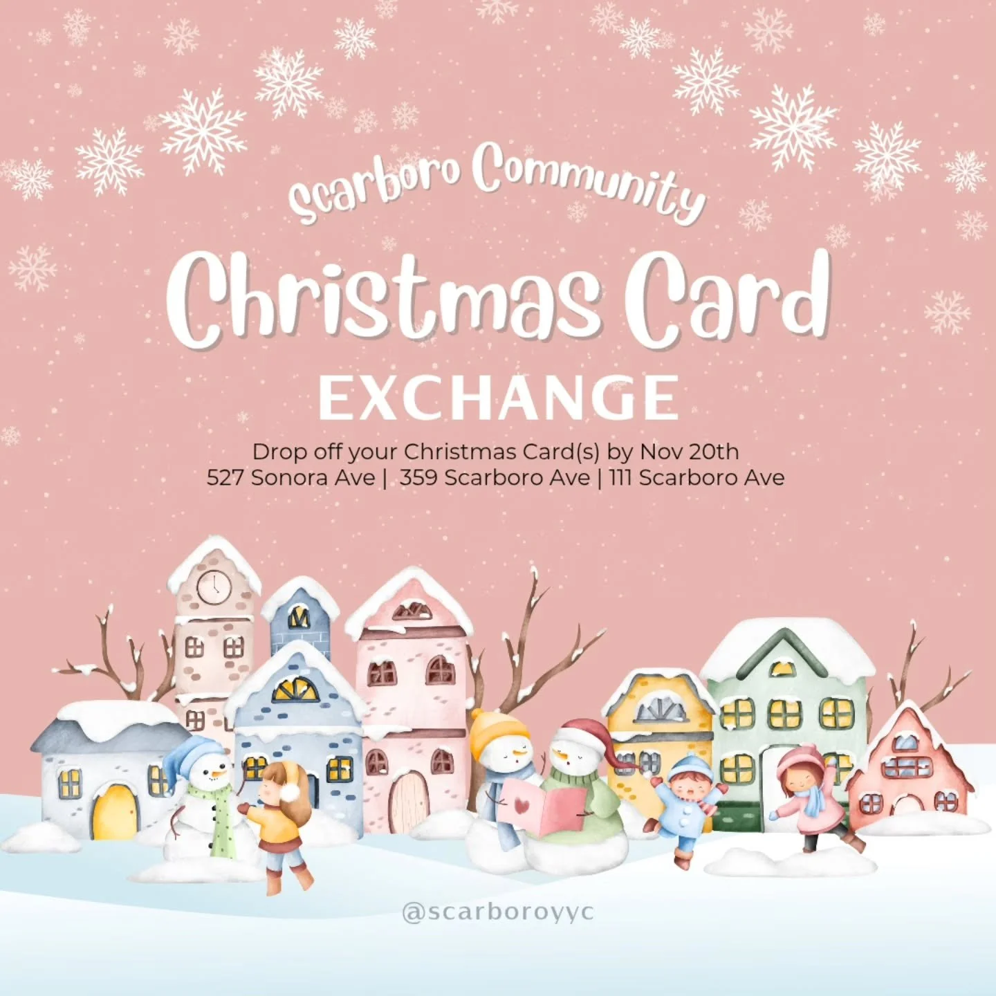 2ND ANNUAL SCARBORO CHRISTMAS CARD EXCHANGE

Our 2nd annual Christmas Card Exchange is on its way! Between now and November 20th drop your friendly neighbourhood holiday card at one of our three drop off locations throughout Scarboro.

111 Scarboro A