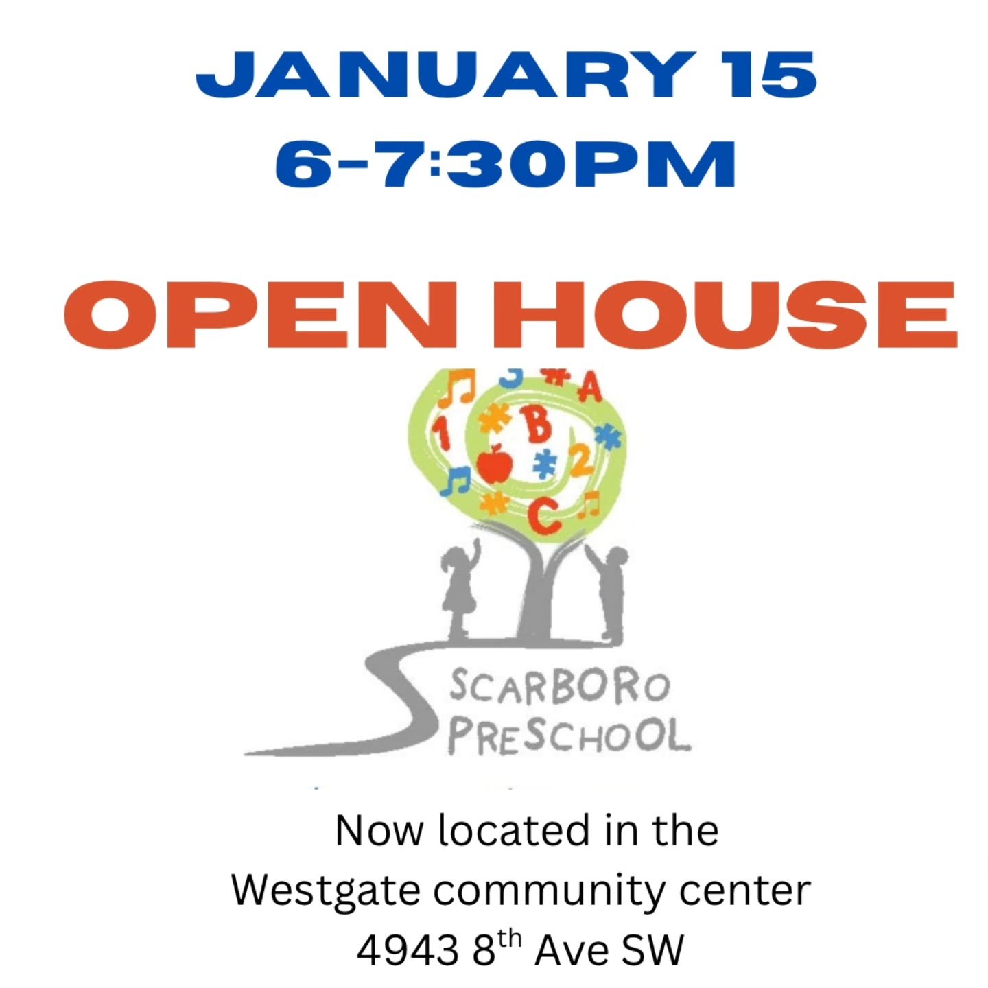 SCARBORO PRESCHOOL // Open House &amp; Registration

Please join us at Scarboro Preschool for our open house on Thursday, January 15th from 6-7:30pm. Check out our beautiful classroom. Everyone is welcome!! We have no boundaries.

Registration is now