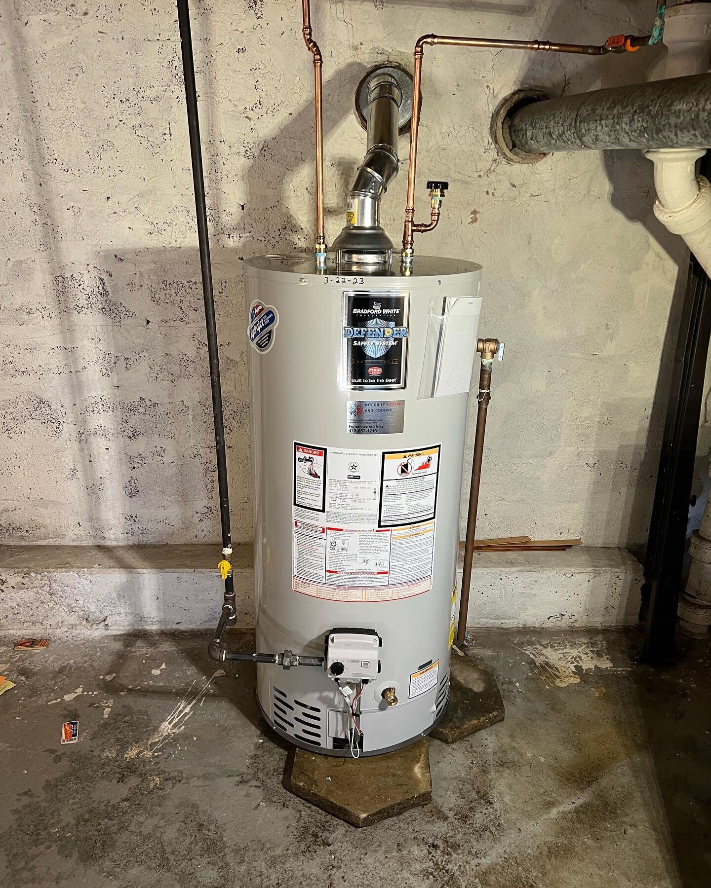 Water heater installation from yesterday! Are you in need of a new water heater or service? Give us a call today. You can count on quick and reliable service. 😄 

Please note our website is currently down for maintenance but please use the phone num