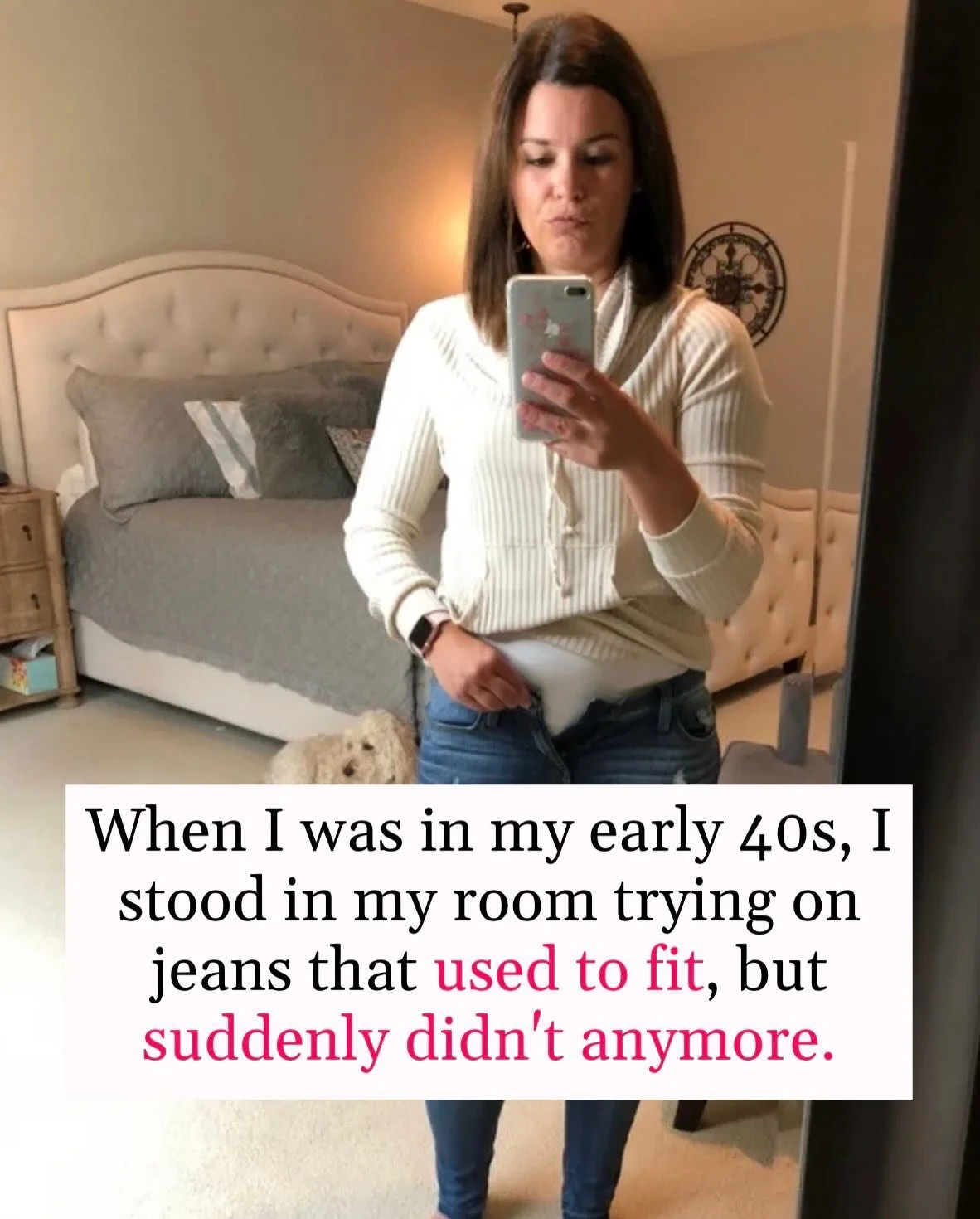 Drop &ldquo;GROUP&rdquo; in the comments for the simple, on repeat recipes &amp; workouts I used to lose 15lbs in 6 weeks in my 40s!

When your hormones are shifting with age or perimenopause, your strategy has to shift too. The &ldquo;push harder&rd