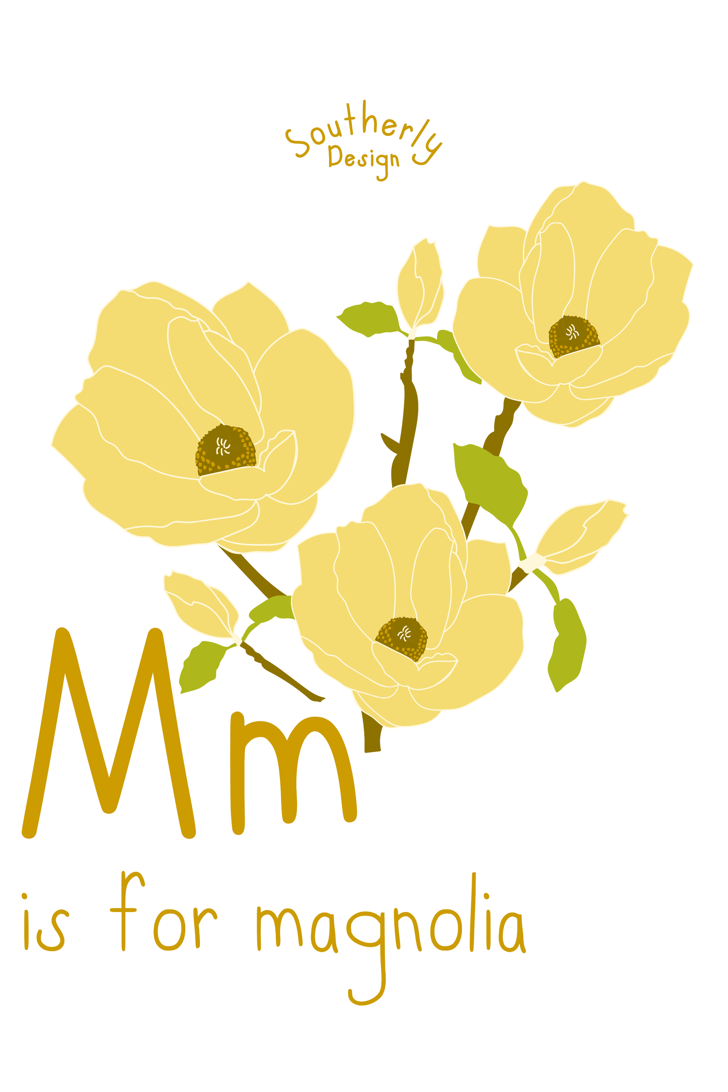 M is for Magnolia Coloring Page