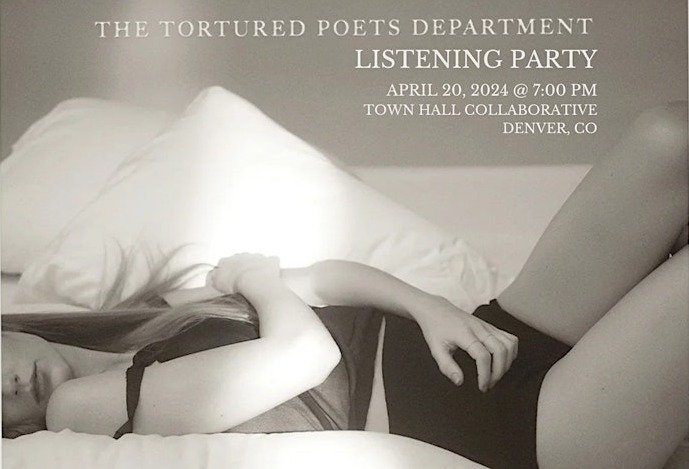 🤩Did you know you can listen to Tay Tay's new album with friends AND support The Delores Project THIS Saturday, April 20? 

🌈The Denver Gaylors will be hosting The Tortured Poets Department Listening Party at 7pm at Townhall Collaborative. They hav