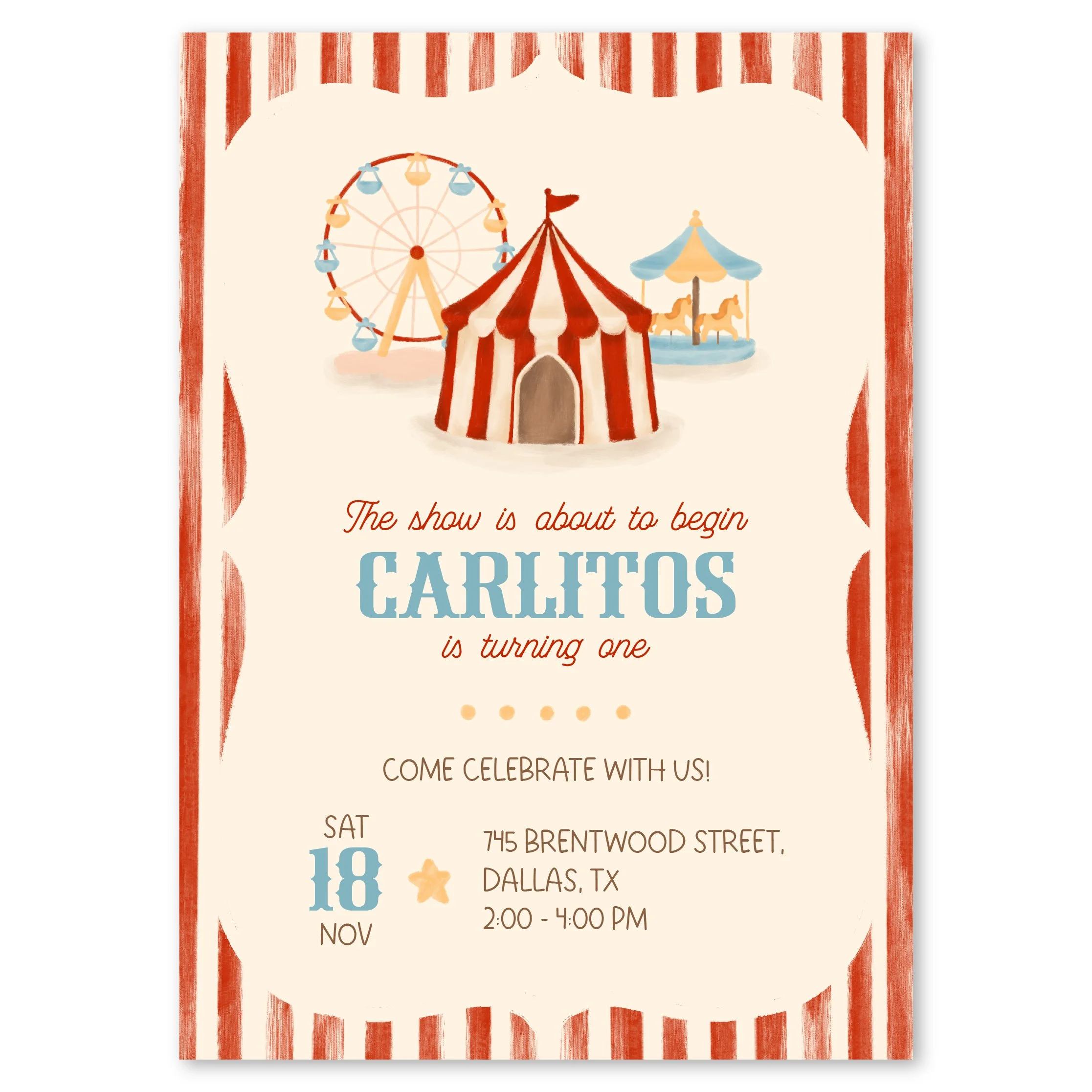 Circus Birthday - Printable Invitation