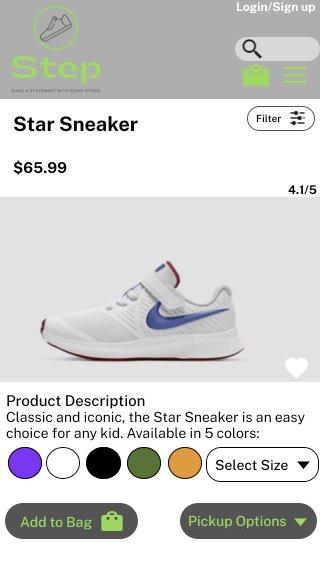 Product details page, Mobile Mockup