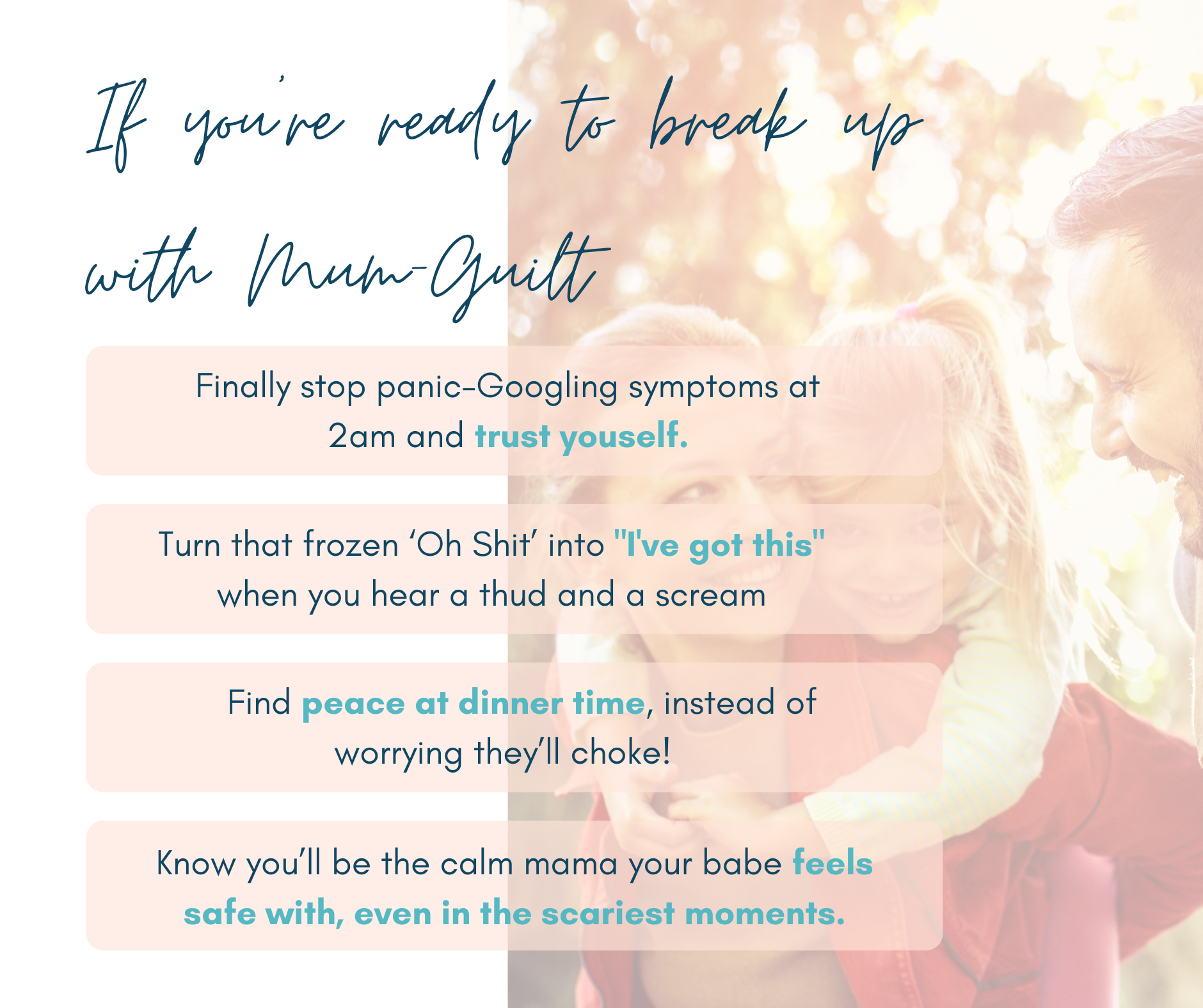 Break up with mum guilt, benefits of taking panic to prepared with project cpr