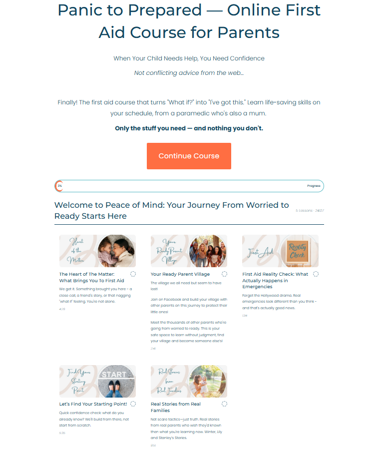 Sneak peak of panic to prepared inside the course online first aid for busy parents project cpr