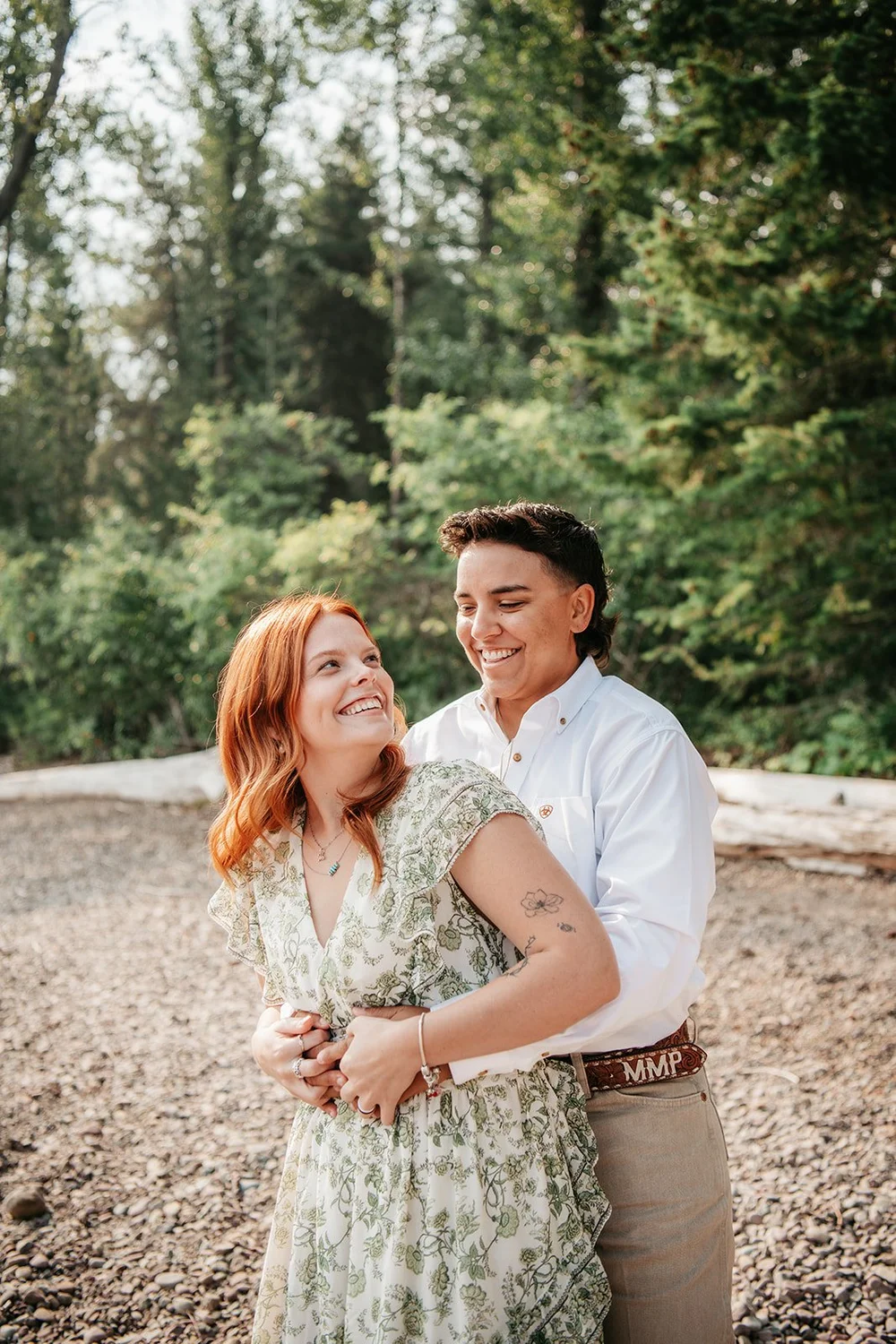 Same-sex Montana wedding portrait by Glacier National Park elopement photographer