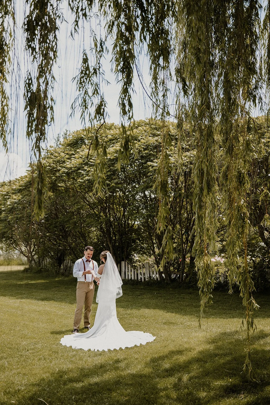 Couple during their Montana wedding ceremony at Diamond B